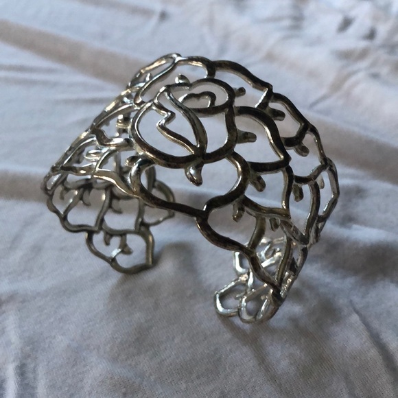 Beautiful Floral Designed Silver Bangle - Picture 2 of 2